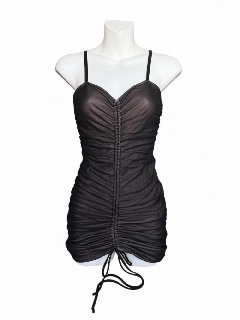 Bozzolo Black Ruched Mini Dress